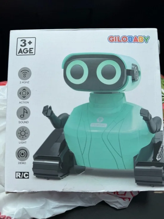 Robot Intel Bright Green and Black Educational Robot Toy with Blue Eye Rings - Picture 2 of 3